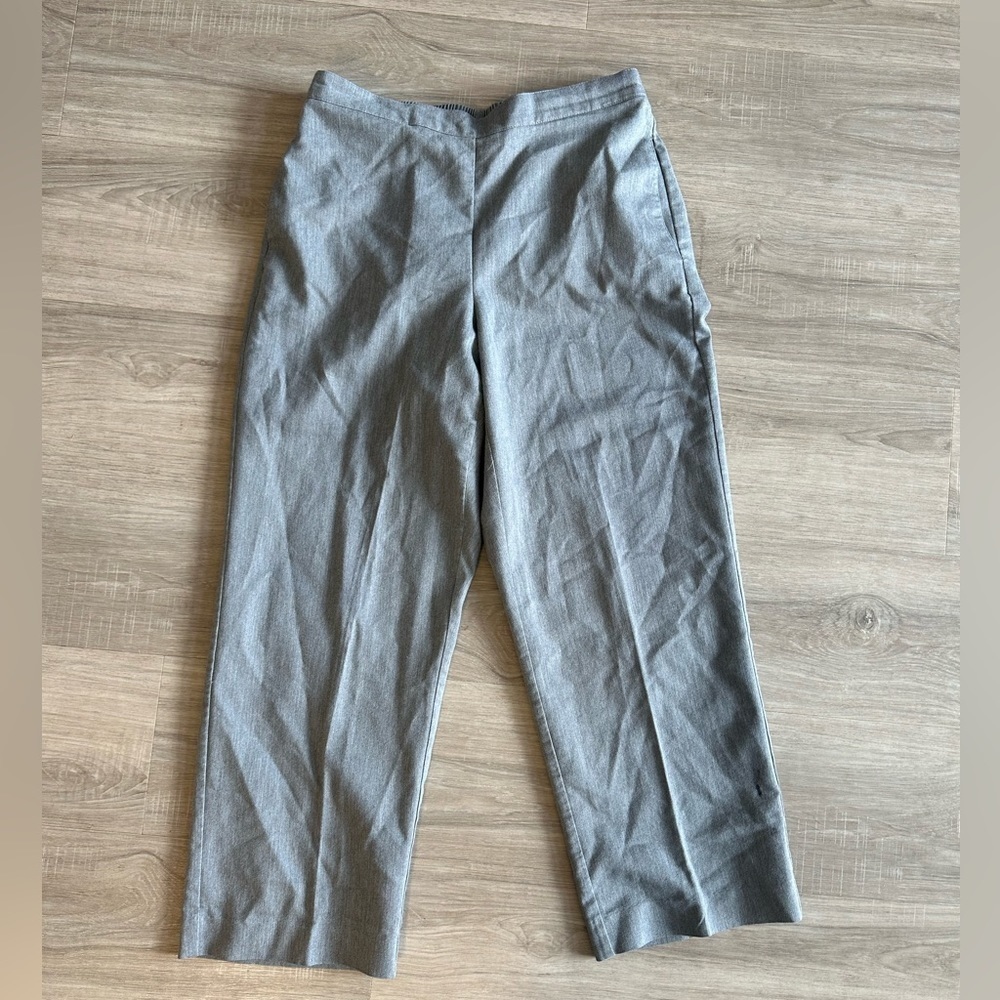 Alfred Dunner Heather Grey Grannycore Dress Pants w/ Elastic High Waist size 10P
